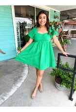 Green Woven Babydoll Dress