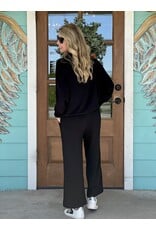 Black Soft Cropped Wide Pants