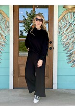 Black Soft Cropped Wide Pants