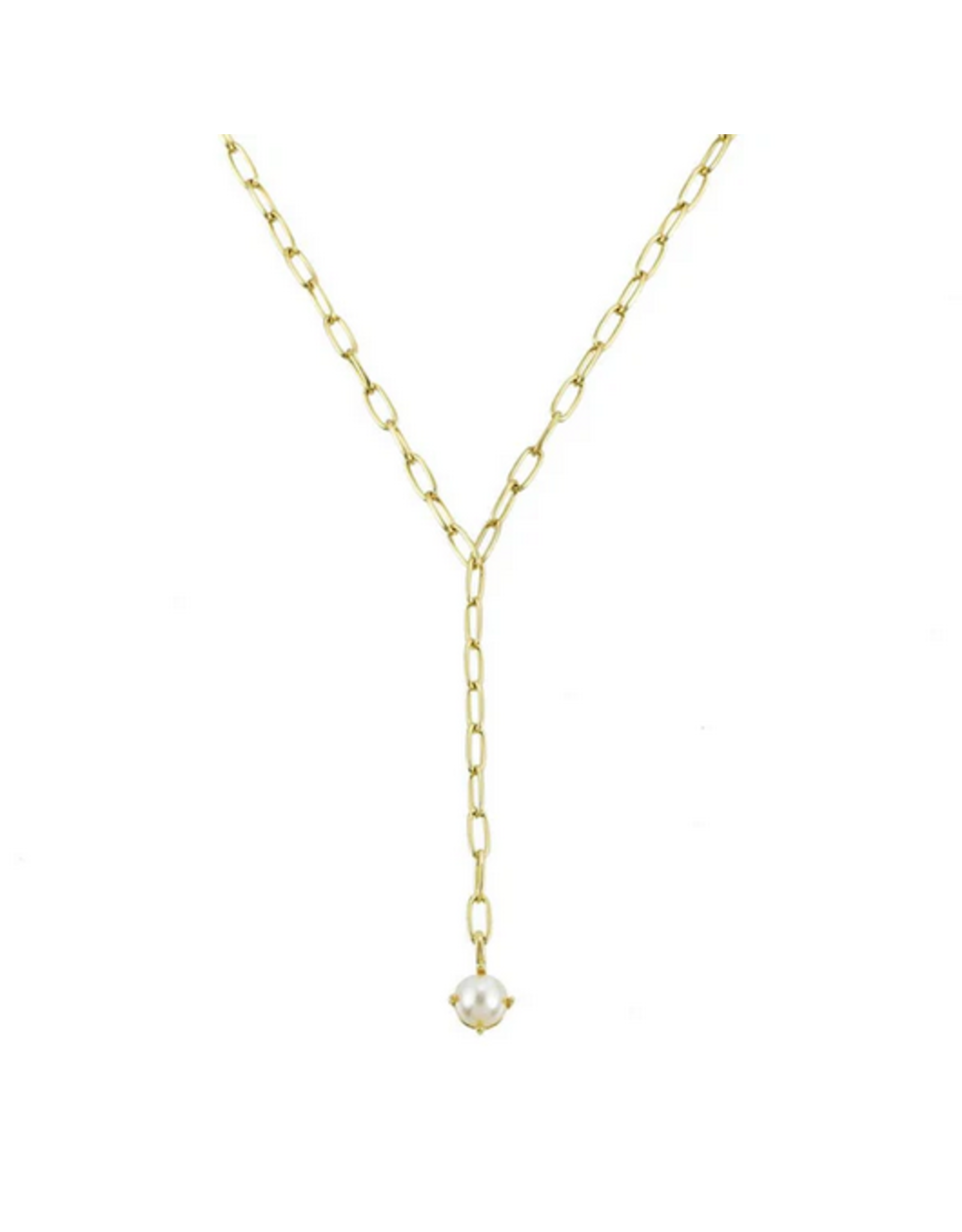 Natalie Wood Shine Bright Pearl Lariat Necklace- Gold