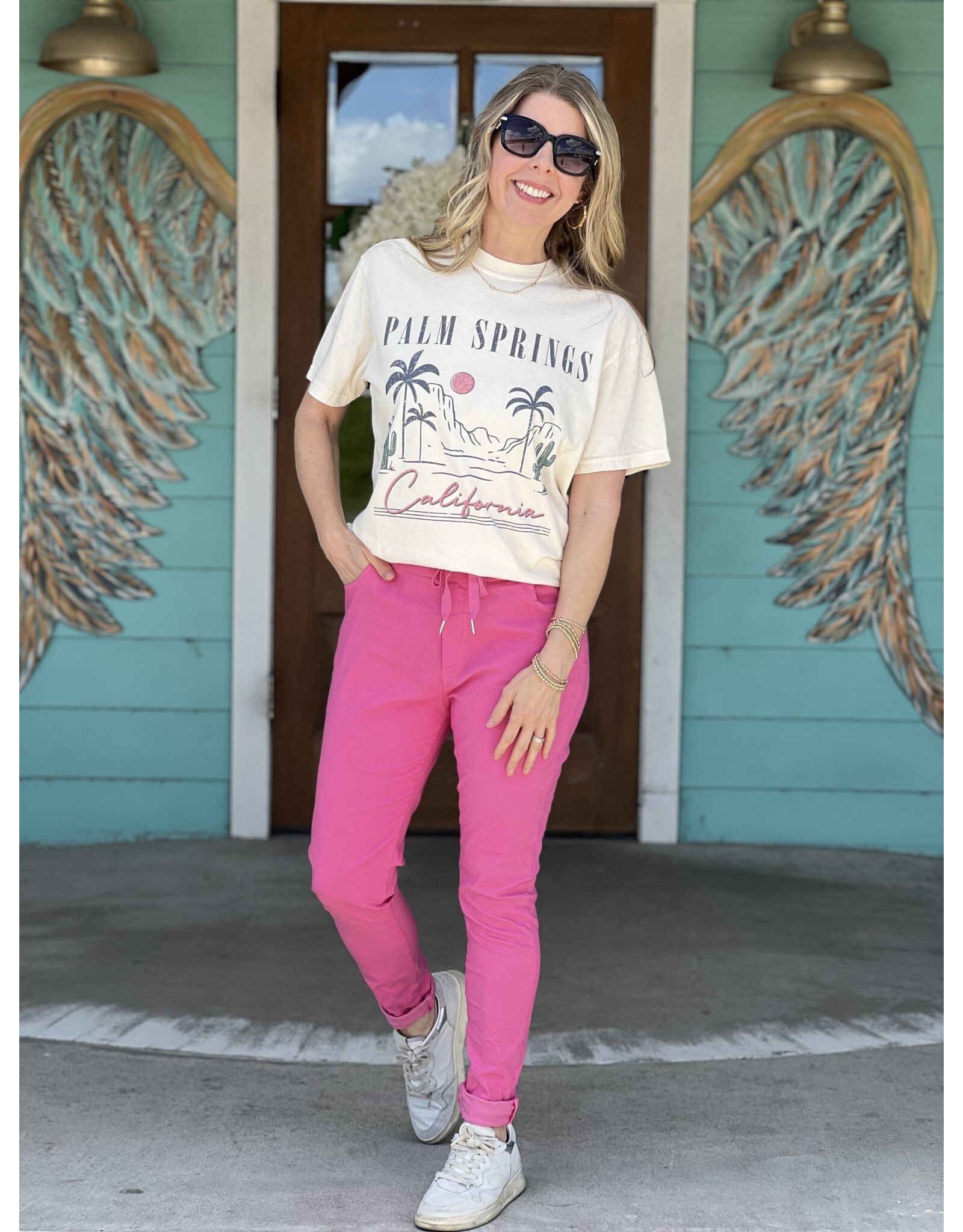 The Travel Hot Pink Crop Pant