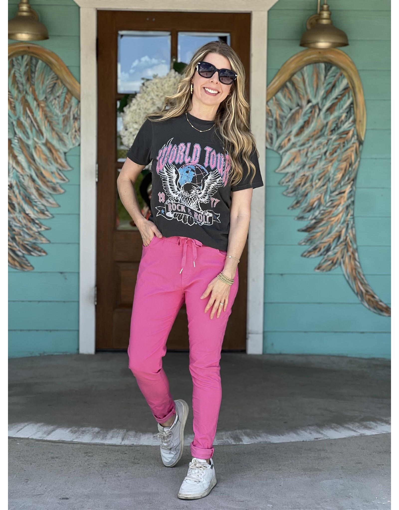 The Travel Hot Pink Crop Pant