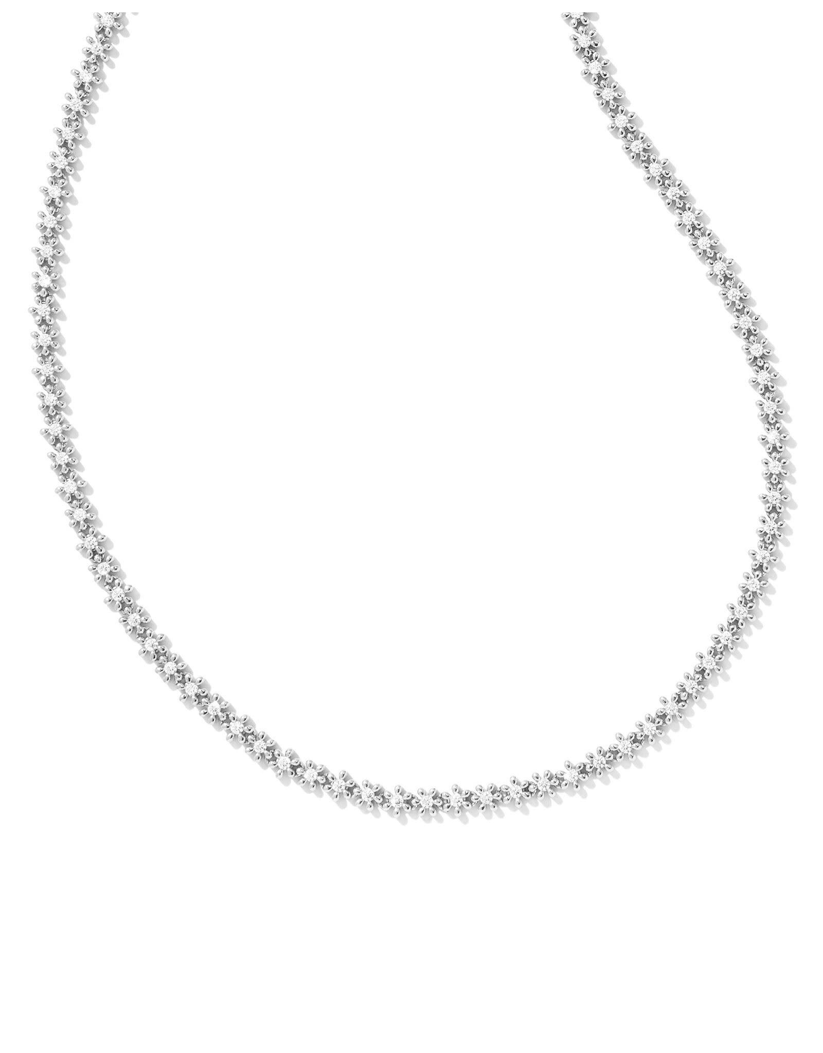 Kendra Scott Nydia Strand Necklace Rhodium White Crystal