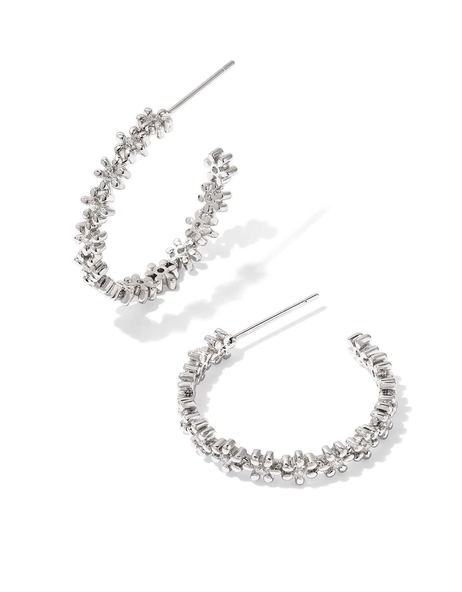 Kendra Scott Nydia Hoop Earring Rhodium White Crystal