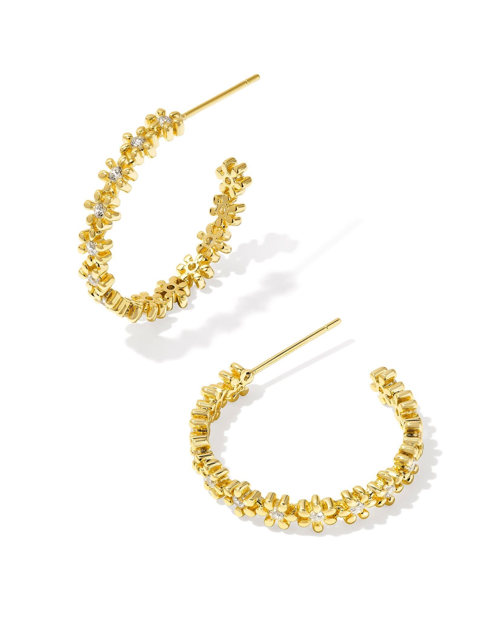 Kendra Scott Nydia Hoop Earring Gold White Crystal