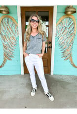 The Travel Stud Stripe Pant in White