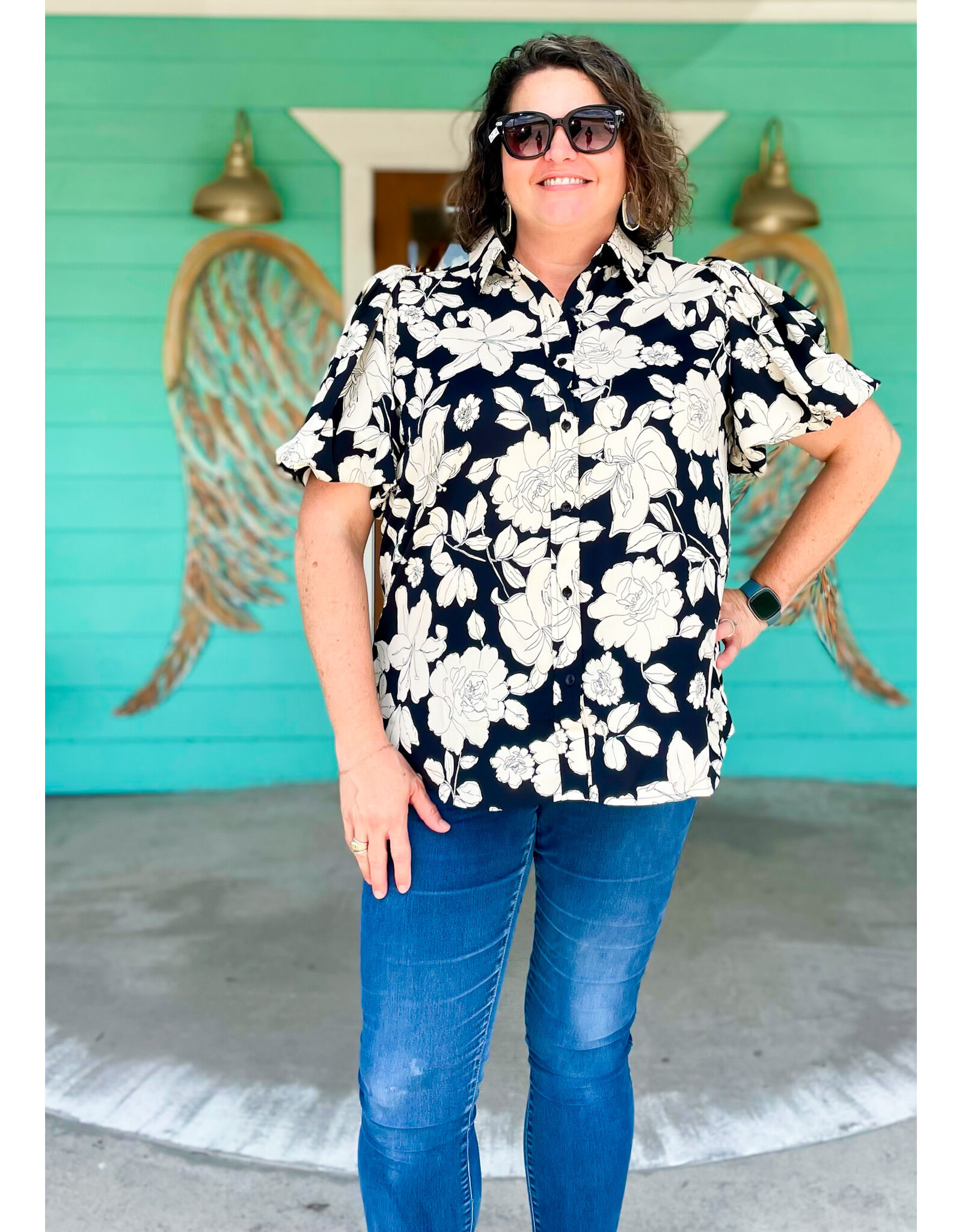 Black & White Floral Print + Top