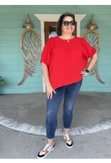 Tomato Red Puff Sleeve + Top