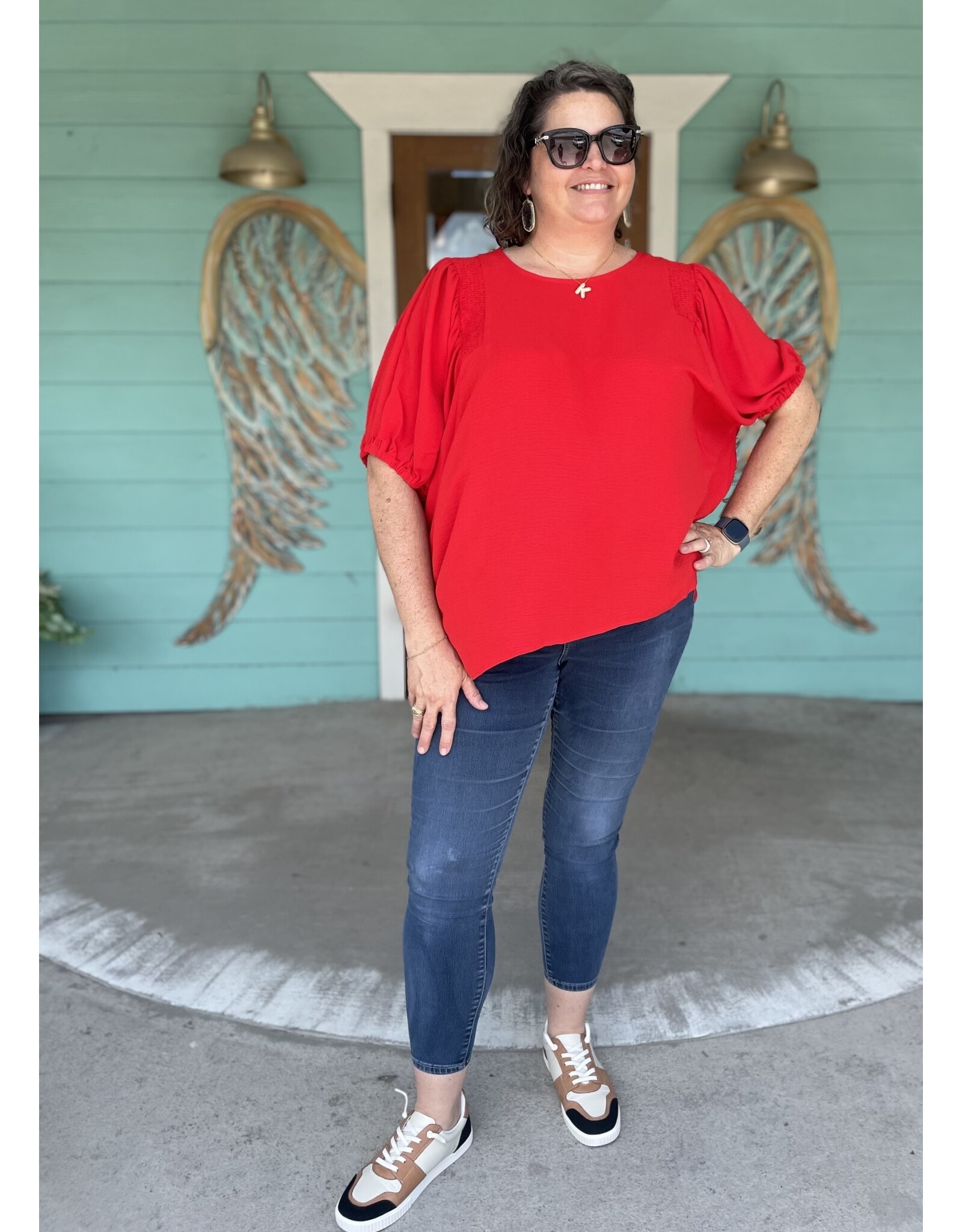 Tomato Red Puff Sleeve + Top