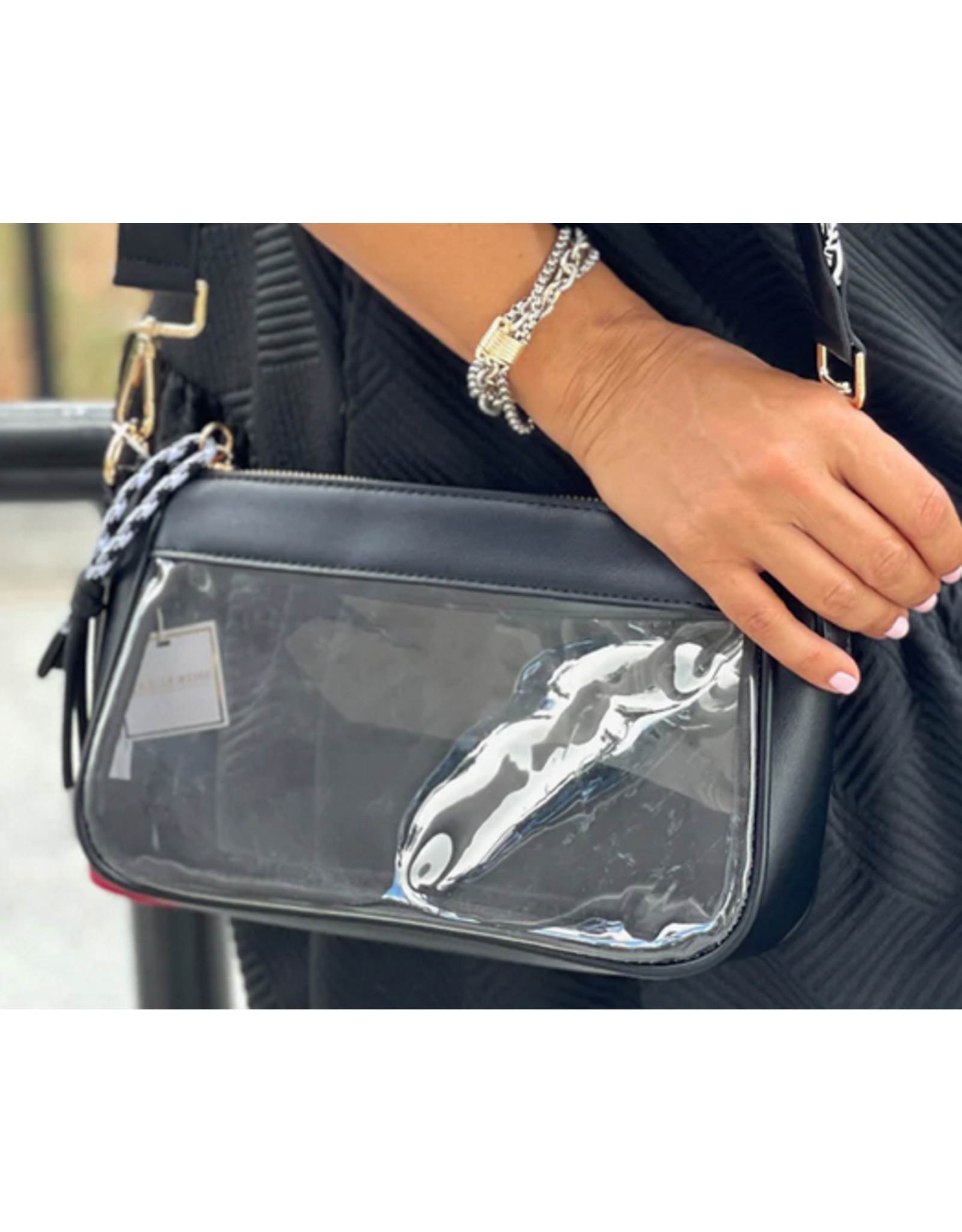 Black 2 Way Clear Spectator Shoulder Bag