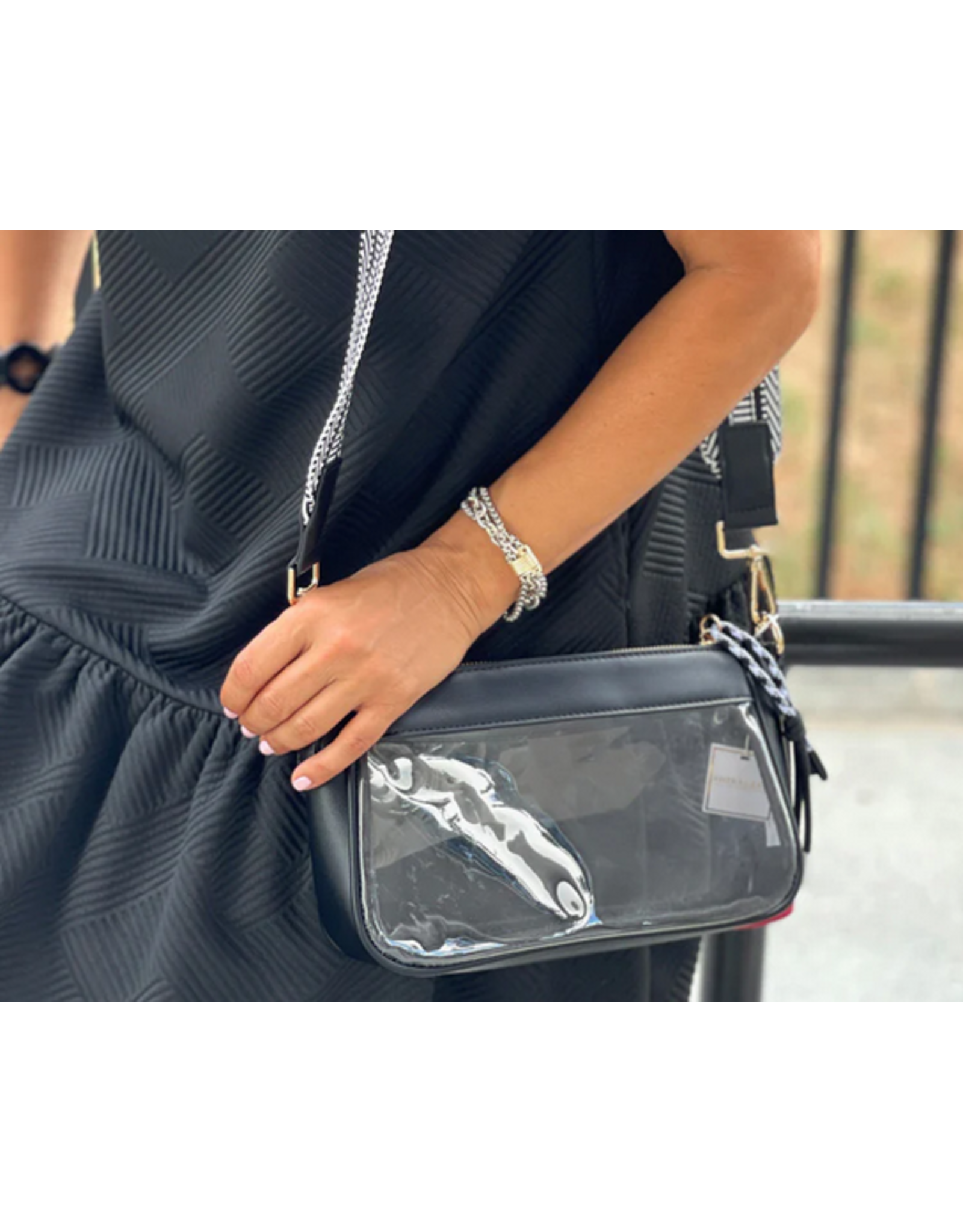 Black 2 Way Clear Spectator Shoulder Bag