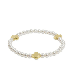 enewton Signature Cross Pearl Pattern 4mm Bead Bracelet- Gold