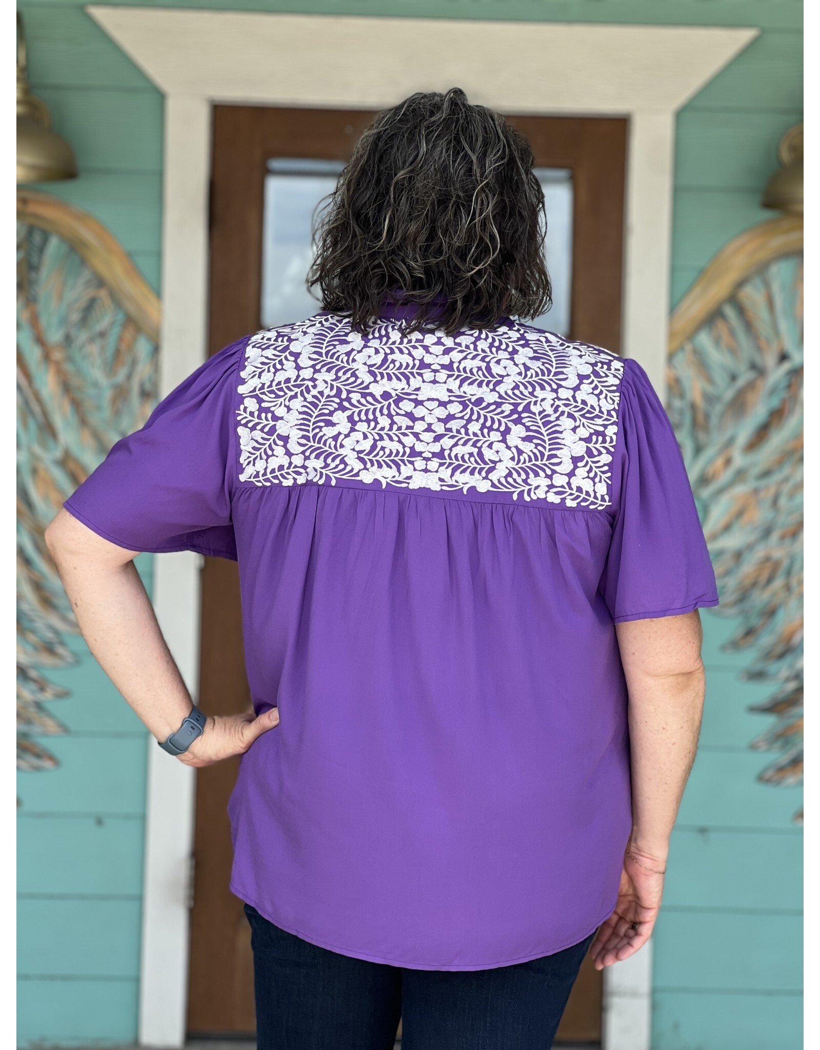 Purple Rudder Embroidered Top