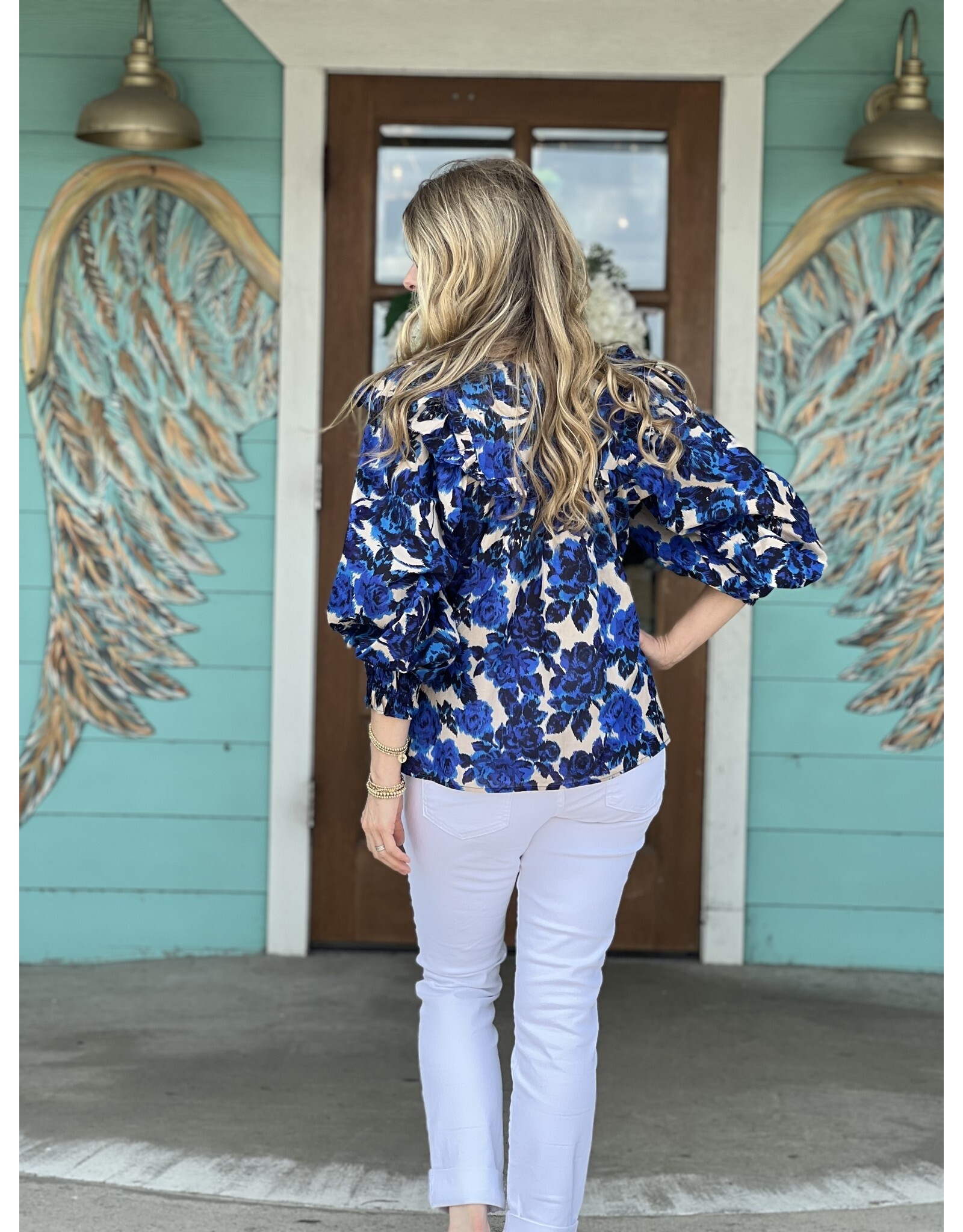 Blue Floral Whitney Top