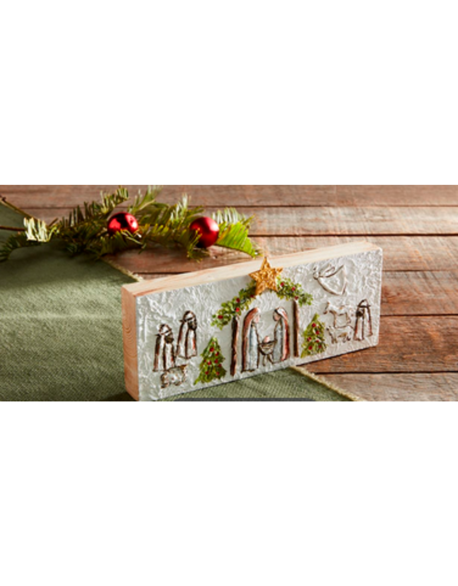 Long Painted Nativity Plaque