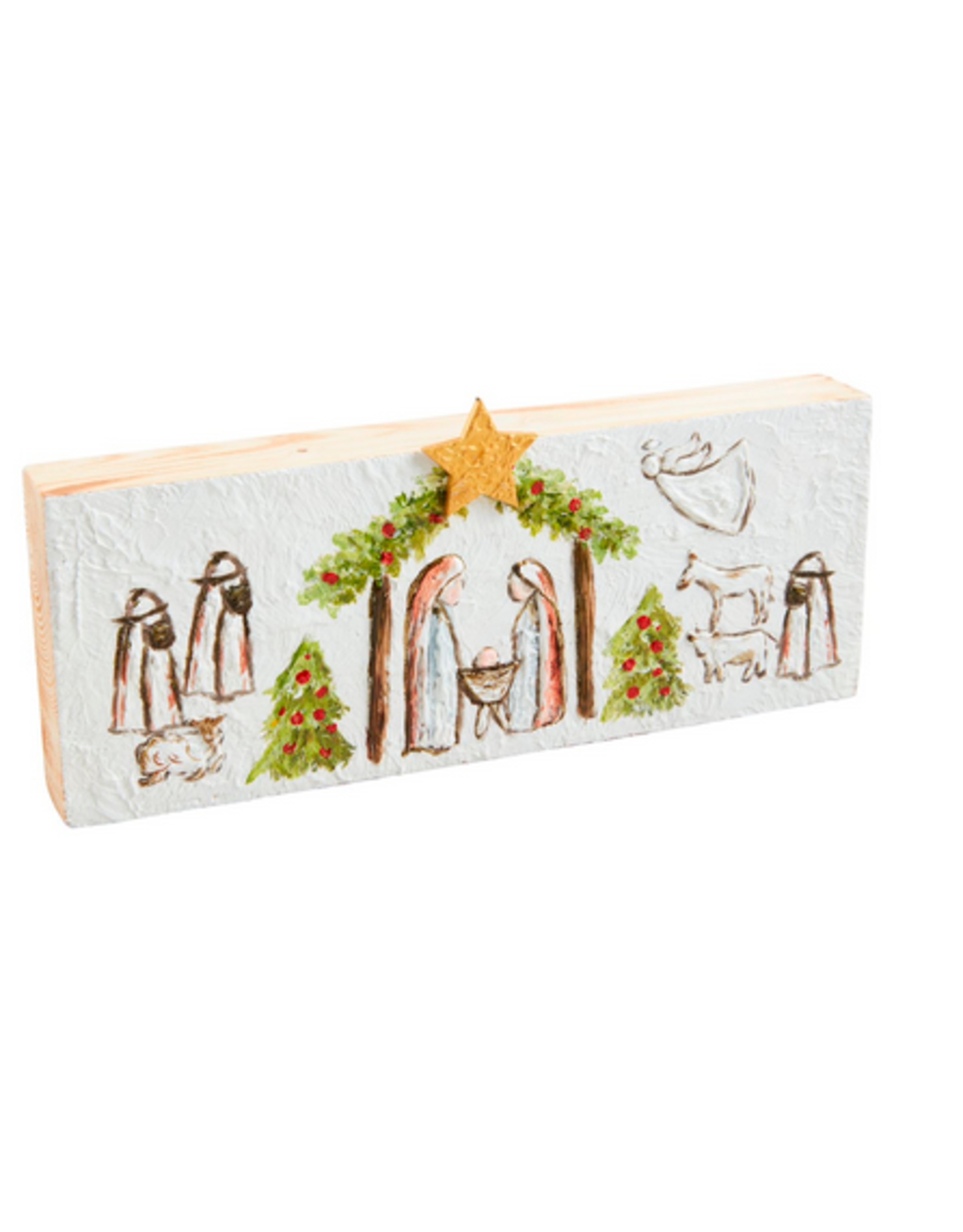 Long Painted Nativity Plaque