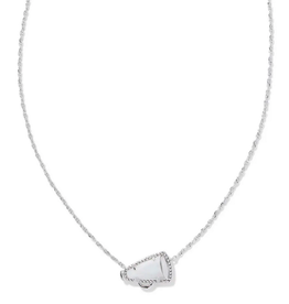 Kendra Scott Cheer Short Pendant Necklace Rhod White Mother of Pearl