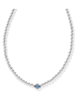 Kendra Scott Abbie Beaded Necklace Rhod Lt Blue MOP