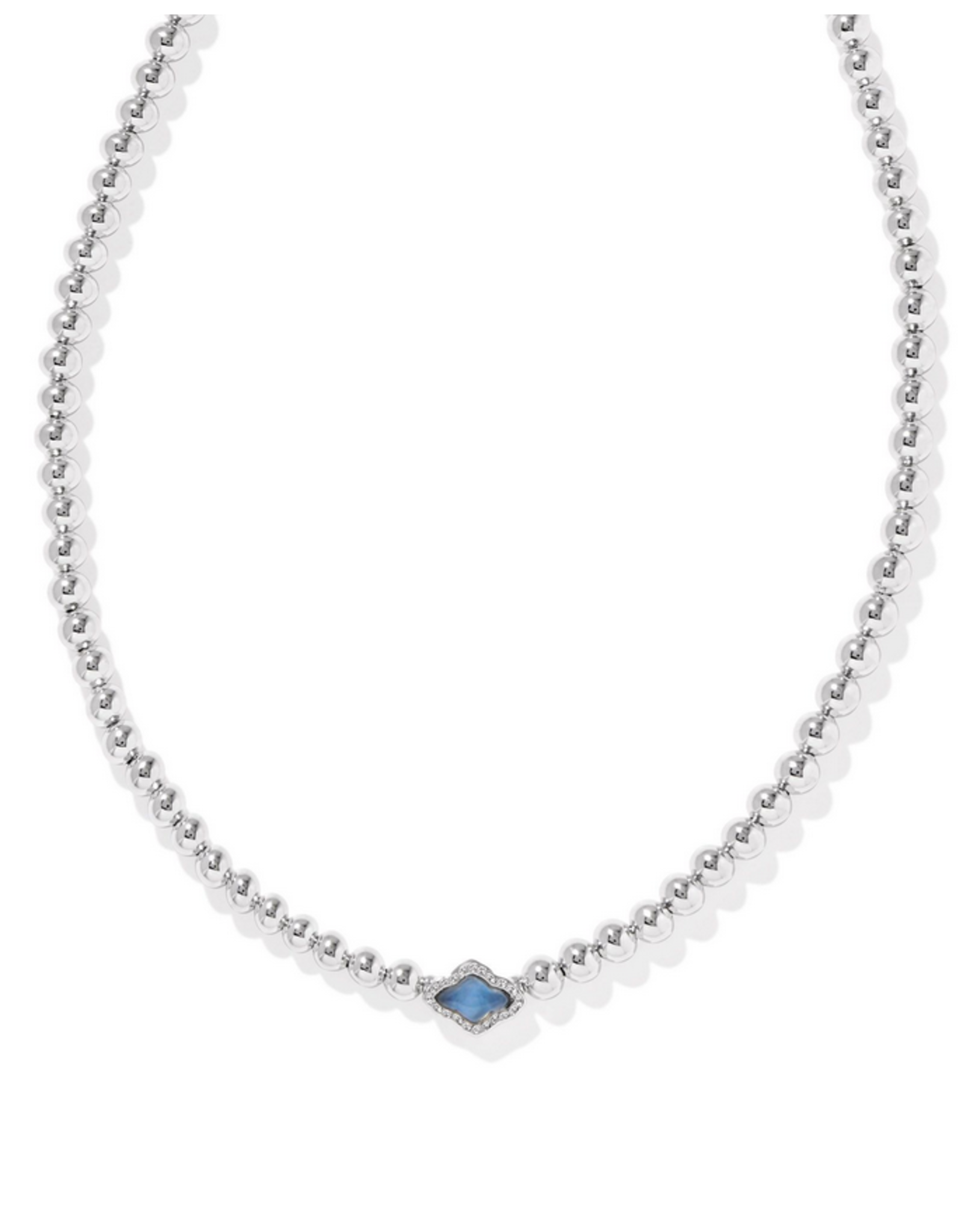 Kendra Scott Abbie Beaded Necklace Rhod Lt Blue MOP