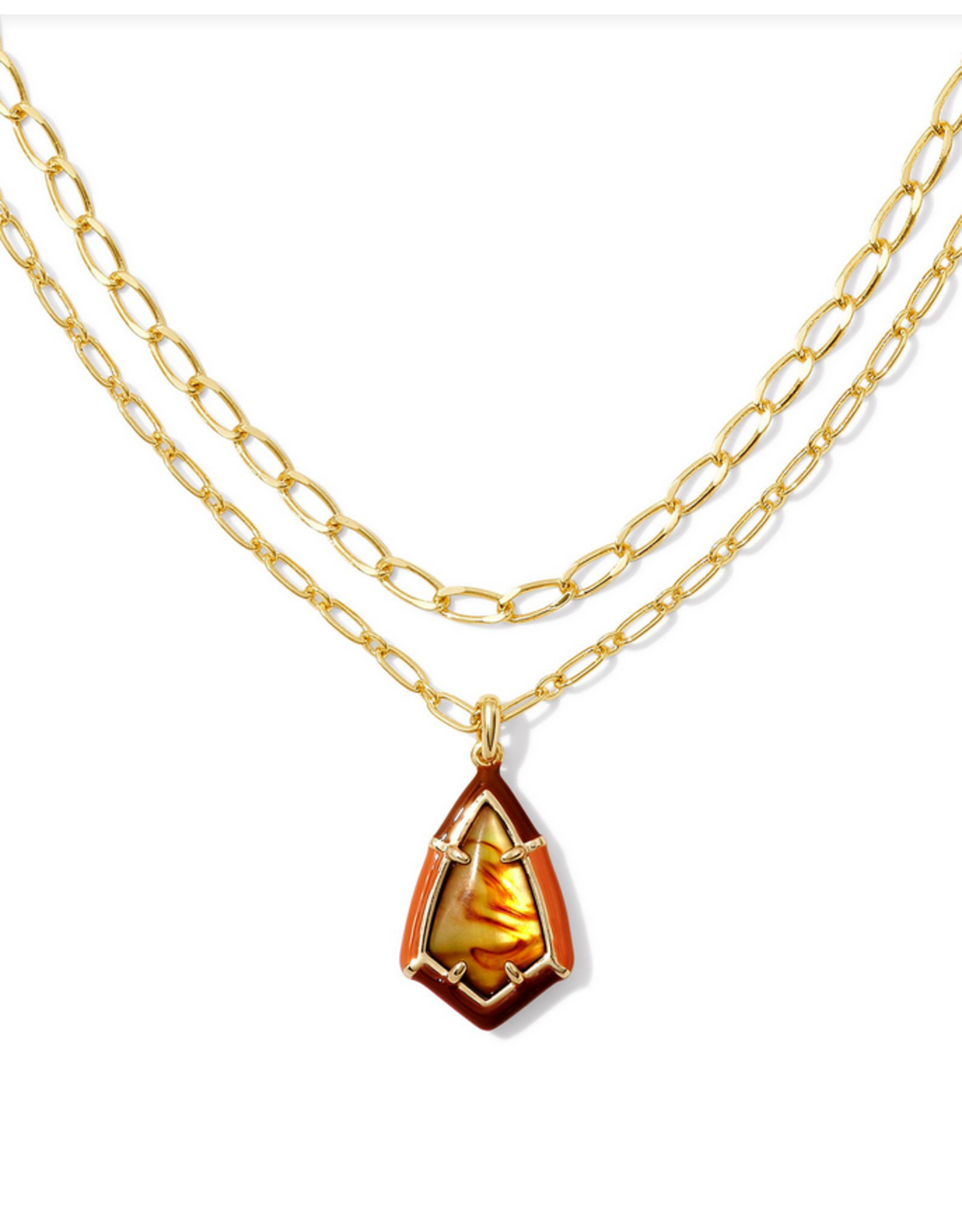 Kendra Scott Camry Enamel Frame Mlt Amber Illsn Necklace