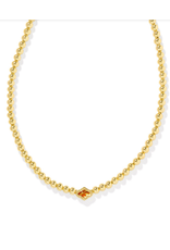 Kendra Scott Abbie Beaded Necklace Gold Marbled Amber Illusion