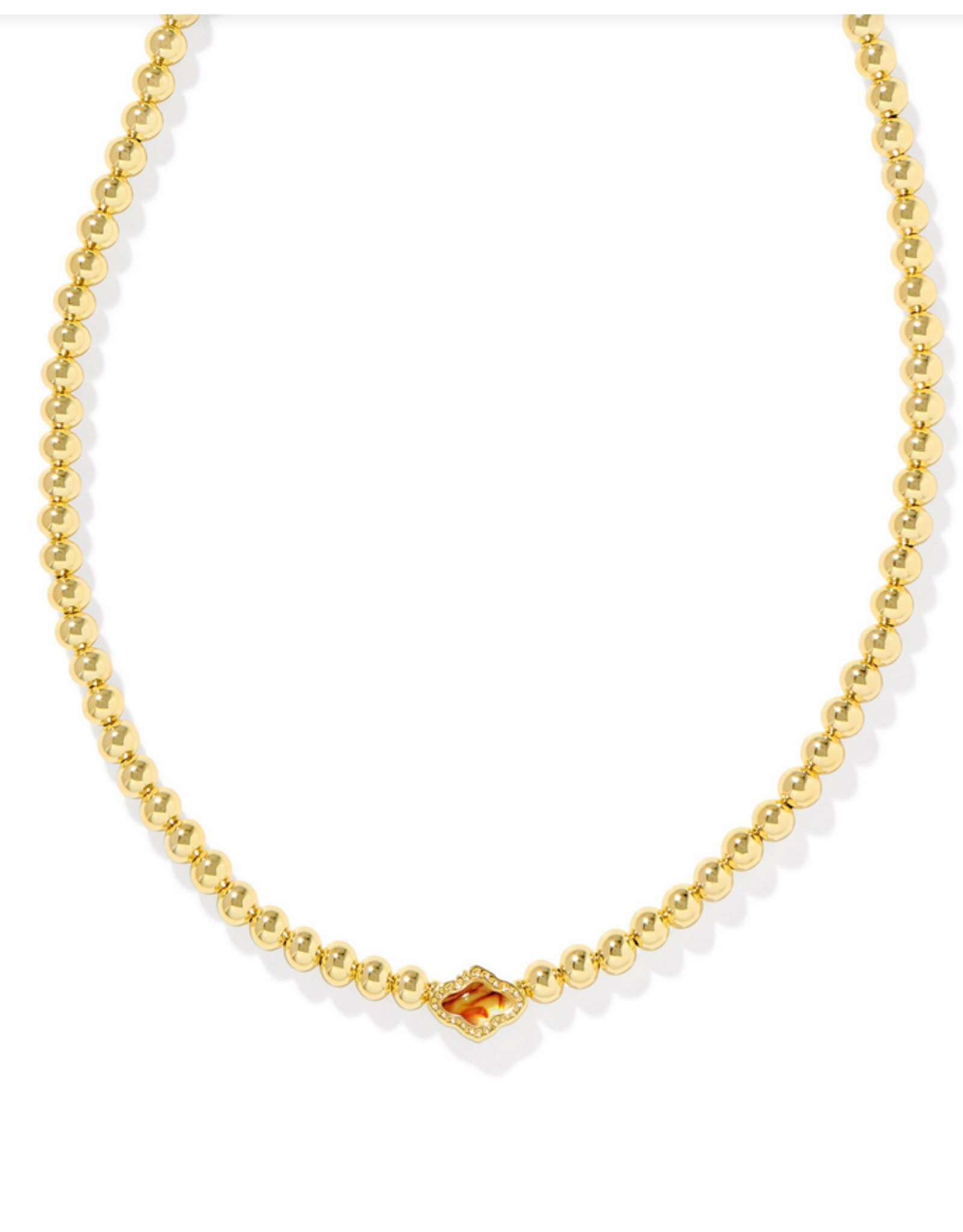 Kendra Scott Abbie Beaded Necklace Gold Marbled Amber Illusion