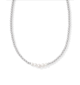 Kendra Scott Eve Beaded Strand Necklace Rhod White Pearl