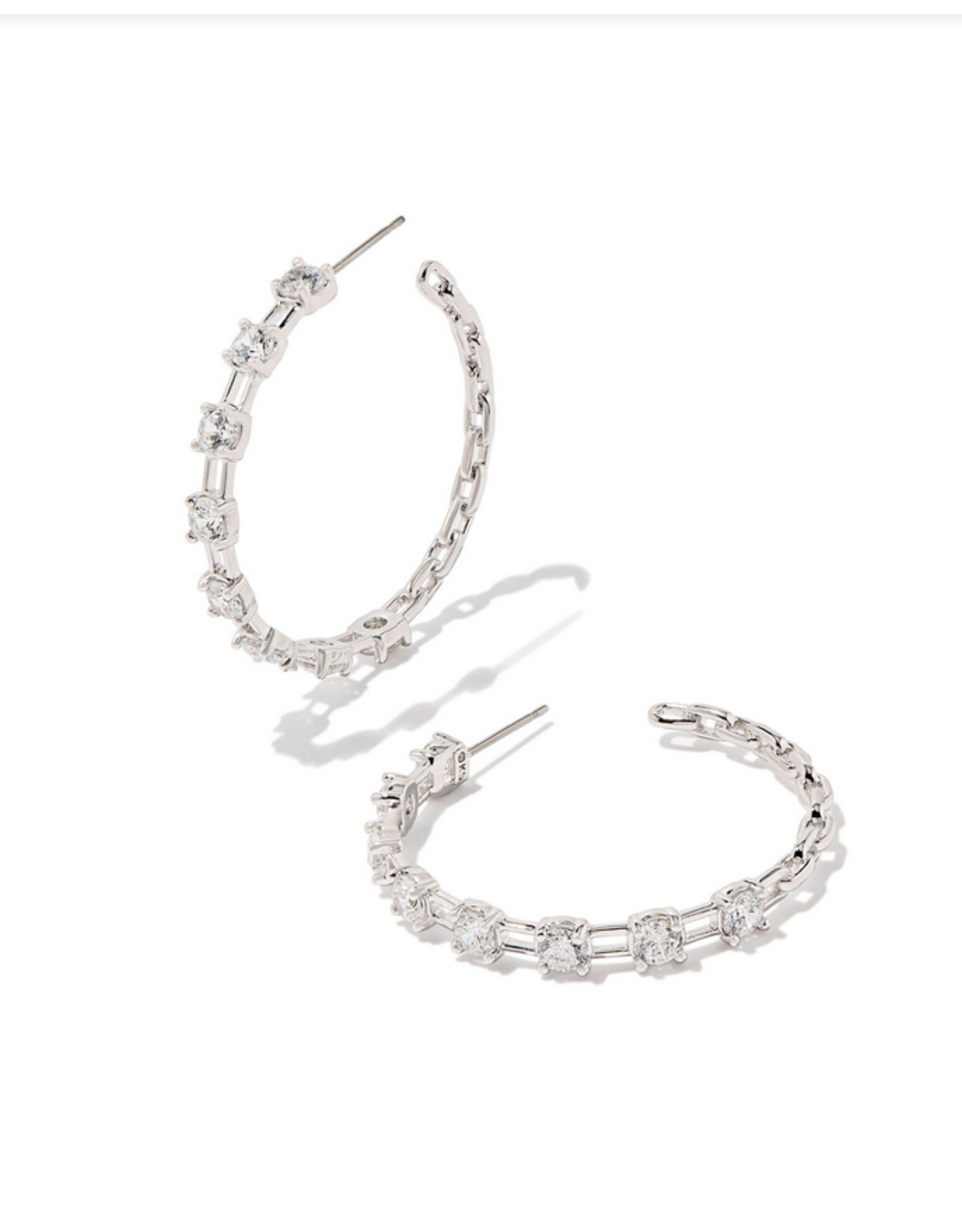 Kendra Scott Lexi Hoop Earring Rhod White Crystal