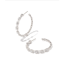 Kendra Scott Lexi Hoop Earring Rhod White Crystal