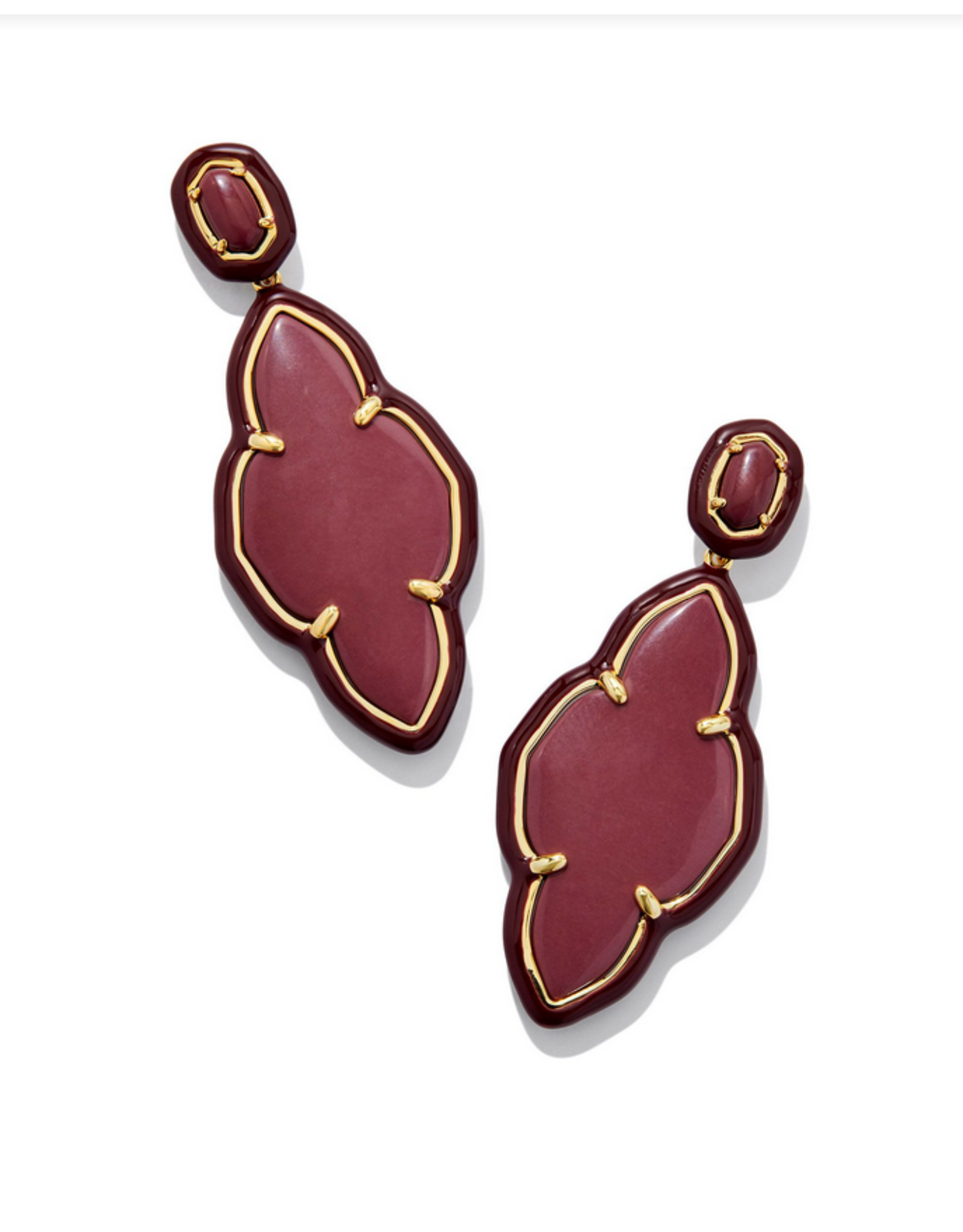 Kendra Scott Abbie Enamel Frame Statement Earring Gold Maroon Magnesite