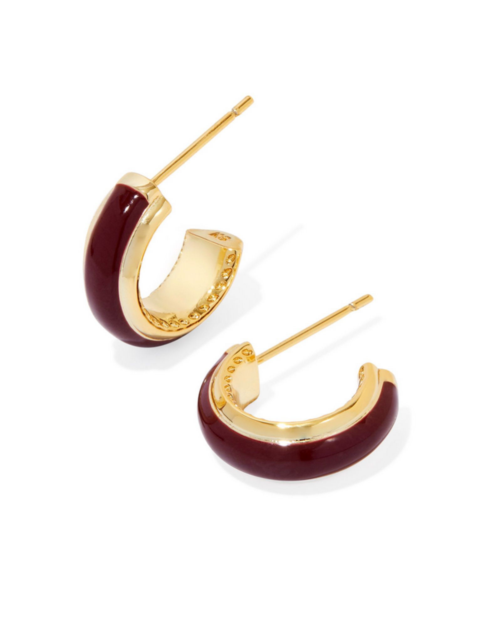 Kendra Scott Ainsley Huggie Earring Gold Burgundy Enamel