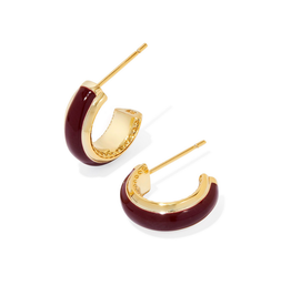 Kendra Scott Ainsley Huggie Earring Gold Burgundy Enamel