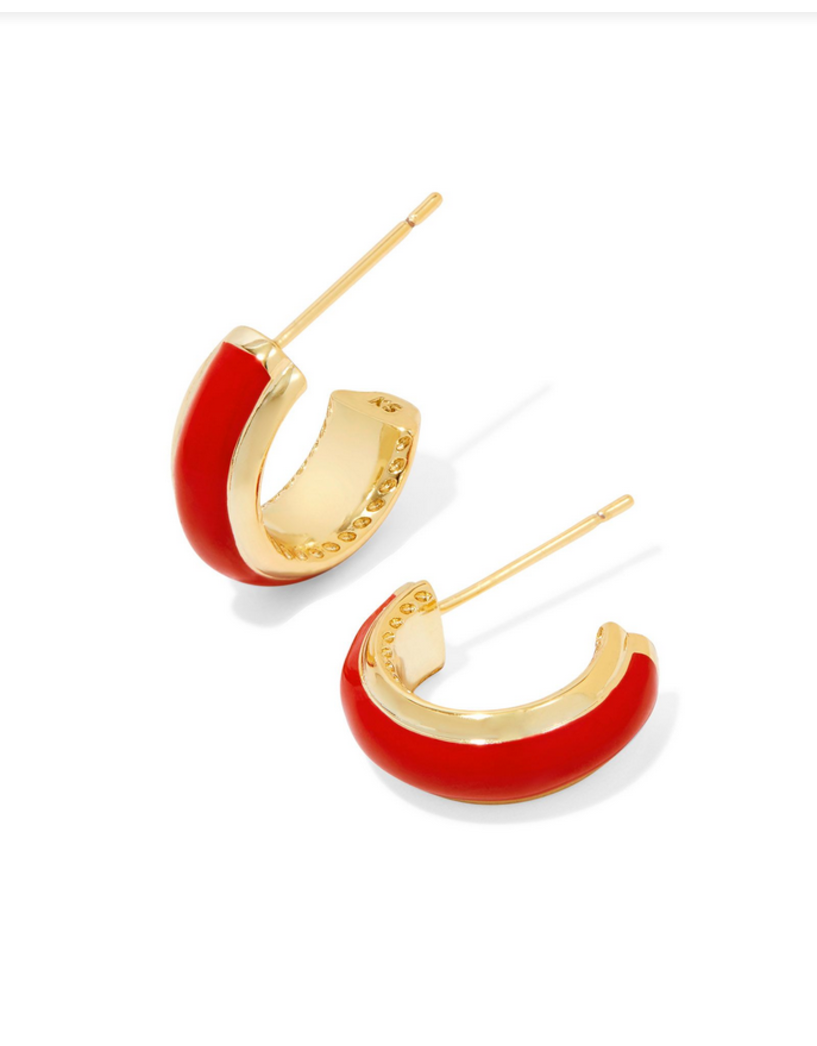 Kendra Scott Ainsley Huggie Earring Gold Red Enamel