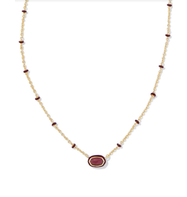 Kendra Scott Mini Elisa Enamel Frame Pendant Gold Maroon Magnesite