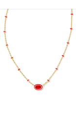 Kendra Scott Mini Elisa Enamel Frame Pendant Gold Red Illusion