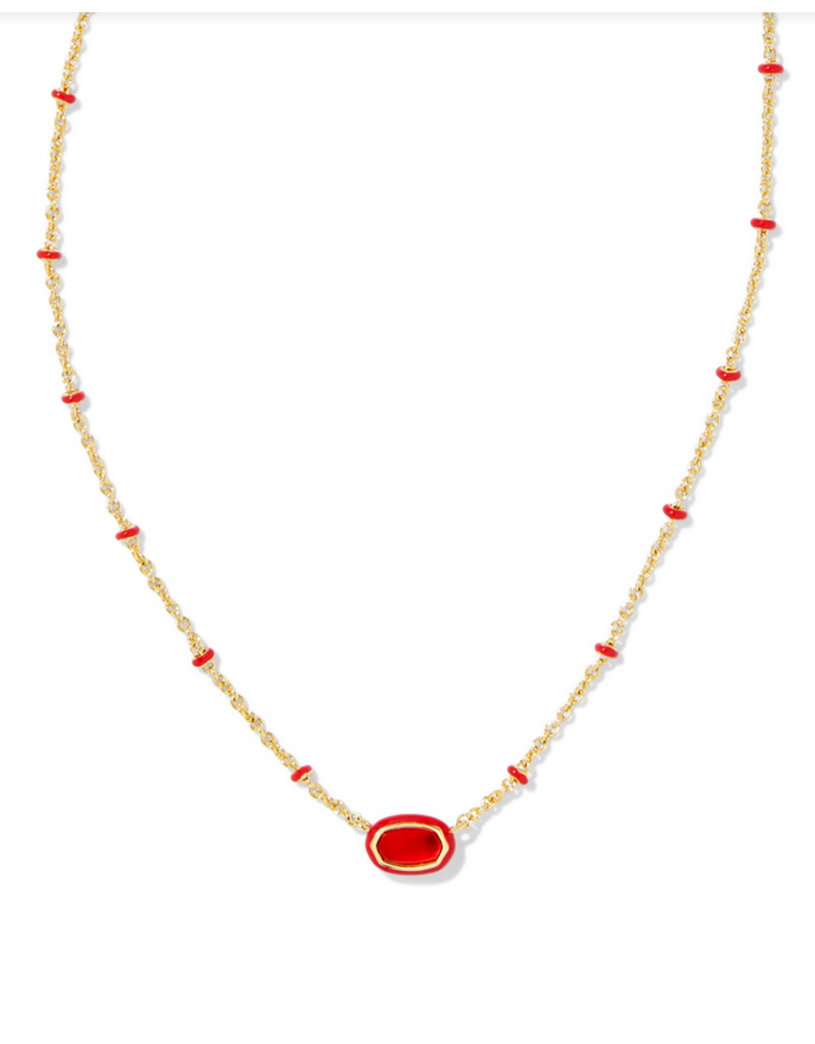 Kendra Scott Mini Elisa Enamel Frame Pendant Gold Red Illusion