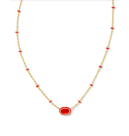 Kendra Scott Mini Elisa Enamel Frame Pendant Gold Red Illusion