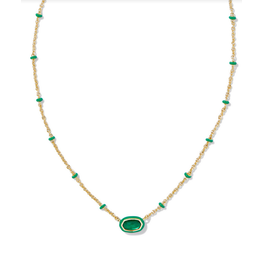 Kendra Scott Mini Elisa Enamel Frame Pendant Gold Emerald Illusion