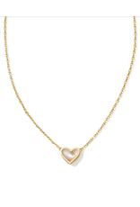 Kendra Scott Framed Ari Heart Pendant Necklace Gold Iridescent Abalone