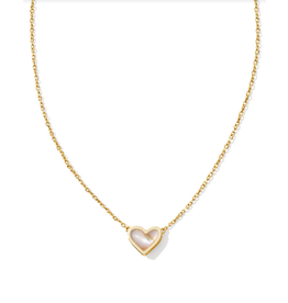 Kendra Scott Framed Ari Heart Pendant Necklace Gold Iridescent Abalone