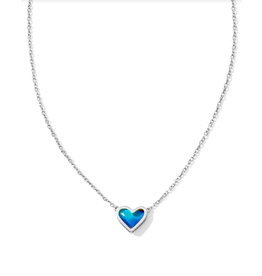 Kendra Scott Framed Ari Heart Pendant Necklace Rhod Mood Stone