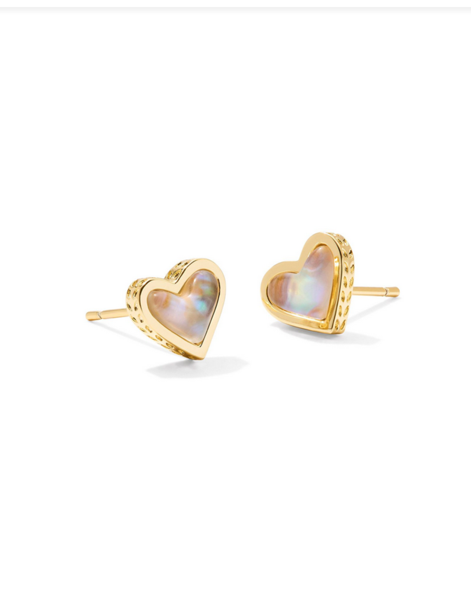 Kendra Scott Framed Ari Heart Stud Earring Gold Iridescent Abalone