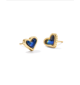 Kendra Scott Framed Ari Heart Stud Earring Gold Mood Stone