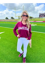 Gameday Maroon V-Neck Jersey Sweater