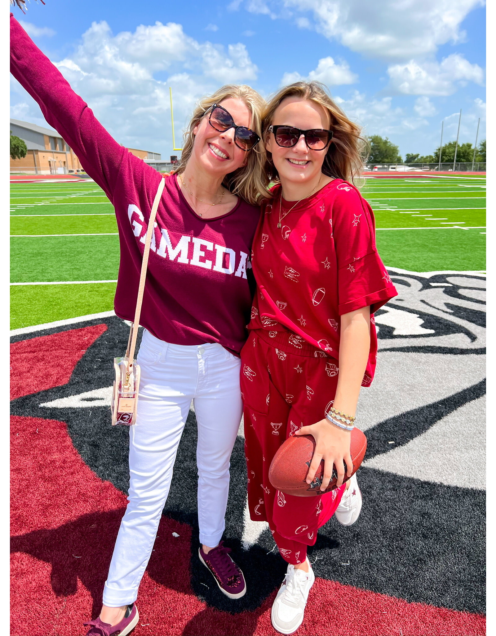 Gameday Maroon V-Neck Jersey Sweater