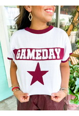 White & Maroon Gameday Ringer Sweater