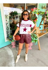 White & Maroon Gameday Ringer Sweater