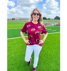 Maroon Embroidered Touchdown Tee