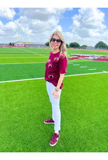 Maroon Embroidered Touchdown Tee