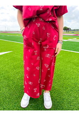 Wine Football Icon Print Pants